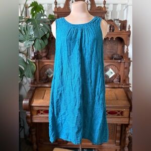 Flax Blue Sleeveless 100% Linen Dress Size Medium